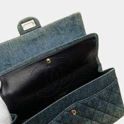 Pre Owned Chanel Blue Reissue 2.55 Quilted Denim Double Flap 226