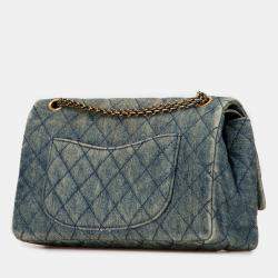 Pre Owned Chanel Blue Reissue 2.55 Quilted Denim Double Flap 226