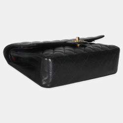 Pre Owned Chanel Black Quilted Caviar Medium Classic Double Flap Bag
