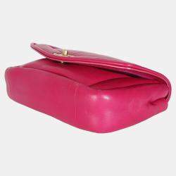 Pre Owned Chanel Dark Pink Lambskin Medium Simply Flap Bag