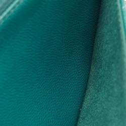 Pre Owned Chanel Teal Blue Quilted Caviar Leather Classic Wallet On Chain
