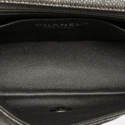 Pre Owned Chanel Grey Mini Rectangular Classic Metallic Caviar Single Flap