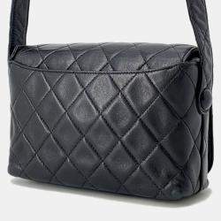 Pre Owned Chanel Full Flap Matelasse Black Lambskin Shoulder Bag