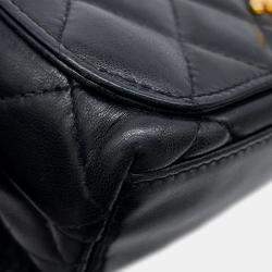 Pre Owned Chanel Full Flap Matelasse Black Lambskin Shoulder Bag