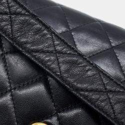 Pre Owned Chanel Full Flap Matelasse Black Lambskin Shoulder Bag
