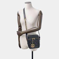 Pre Owned Chanel Matelasse Black Caviar Leather Chain Vanity Bag