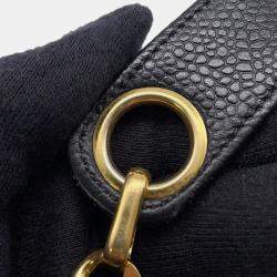 Pre Owned Chanel Matelasse Black Caviar Leather Chain Vanity Bag