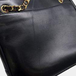 Pre Owned Chanel Cc Logo Chaintote Bag Black Lambskin