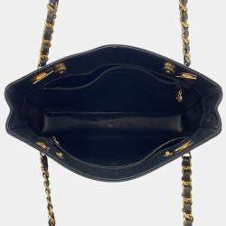 Pre Owned Chanel Cc Logo Chaintote Bag Black Lambskin