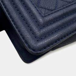 Pre Owned Chanel Boy Chanel Chain shoulder Bag Navy Caviar Leather Size 25