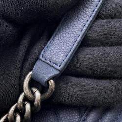 Pre Owned Chanel Boy Chanel Chain shoulder Bag Navy Caviar Leather Size 25