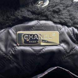 Pre Owned Chanel Coco Neige Tote Bag Black Pile Leather