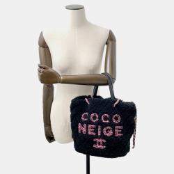 Pre Owned Chanel Coco Neige Tote Bag Black Pile Leather
