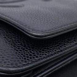 Pre Owned Chanel Cc Logo Chain Wallet Black Caviar Leather