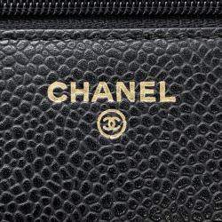 Pre Owned Chanel Matelasse Chain Wallet Black Caviar Leather