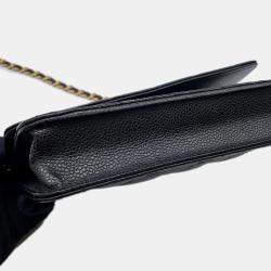 Pre Owned Chanel Matelasse Chain Wallet Black Caviar Leather