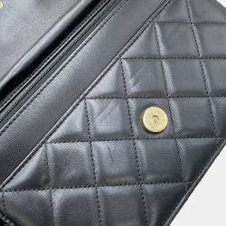 Pre Owned Chanel Matelasse Chain Wallet Black Lambskin