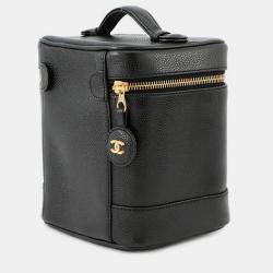 Pre Owned Chanel Vanity Bag Black Caviar Leather