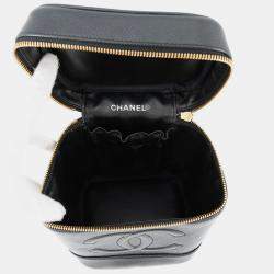 Pre Owned Chanel Vanity Bag Black Caviar Leather