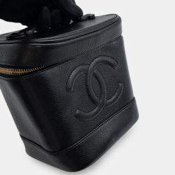 Pre Owned Chanel Vanity Bag Black Caviar Leather