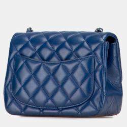 مملوكة مسبقًا Chanel Blue Mini Square Classic Lambskin Single Flap