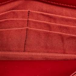Pre Owned Chanel Red Quilted Leather Classic Wallet on Chain