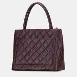 Pre Owned Chanel Burgundy Caviar Medallion Tote