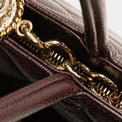 Pre Owned Chanel Burgundy Caviar Medallion Tote