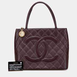 Pre Owned Chanel Burgundy Caviar Medallion Tote