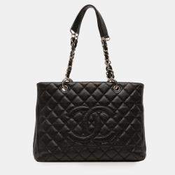 Pre Owned Chanel Black Caviar Grand Shopping Tote