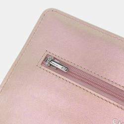 Pre Owned Chanel Pink Quilted Iridescent Lambskin Wallet on Chain