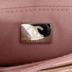 Pre Owned Chanel Pink Quilted Iridescent Lambskin Wallet on Chain