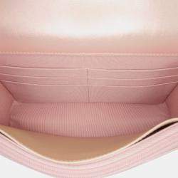 Pre Owned Chanel Pink Quilted Iridescent Lambskin Wallet on Chain