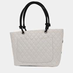 Pre Owned Chanel White Calfskin Cambon Ligne Tote Handbag