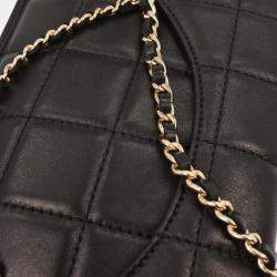 Pre Owned Chanel Black Lambskin Choco Bar Chain Handbag