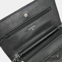 Pre Owned Chanel Black Calfskin Chevron Classic WOC Wallet On Chain