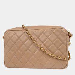 Pre Owned Chanel Beige Lambskin Camera Bag Small