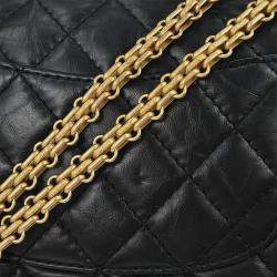 Pre Owned Chanel Black Calfskin Icon 2.55 Double Flap Shoulder Bag