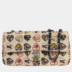Pre Owned Chanel White Canvas Valentine Chain Shoulder Bag