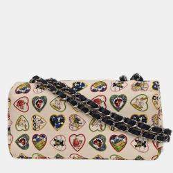 Pre Owned Chanel White Canvas Valentine Chain Shoulder Bag