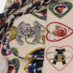 Pre Owned Chanel White Canvas Valentine Chain Shoulder Bag