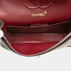 Pre Owned Chanel Black Medium Classic Lambskin Double Flap