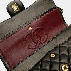 Pre Owned Chanel Black Medium Classic Lambskin Double Flap