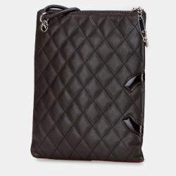 Pre Owned Chanel Black Quilted Lambskin Cambon Ligne Flat Crossbody