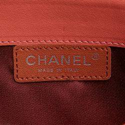 Pre Owned Chanel Red Quilted Patent Brilliant East West Wallet On Chain