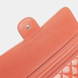 Pre Owned Chanel Red Quilted Patent Brilliant East West Wallet On Chain