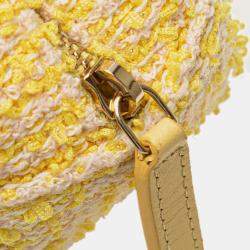 Pre Owned Chanel Yellow Tweed 19 Round Clutch with Chain