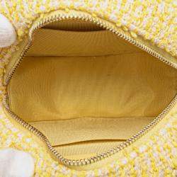 Pre Owned Chanel Yellow Tweed 19 Round Clutch with Chain
