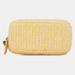 Pre Owned Chanel Yellow Tweed 19 Round Clutch with Chain