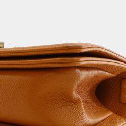 Pre Owned Chanel Brown Small Quilted Caviar Boy Flap